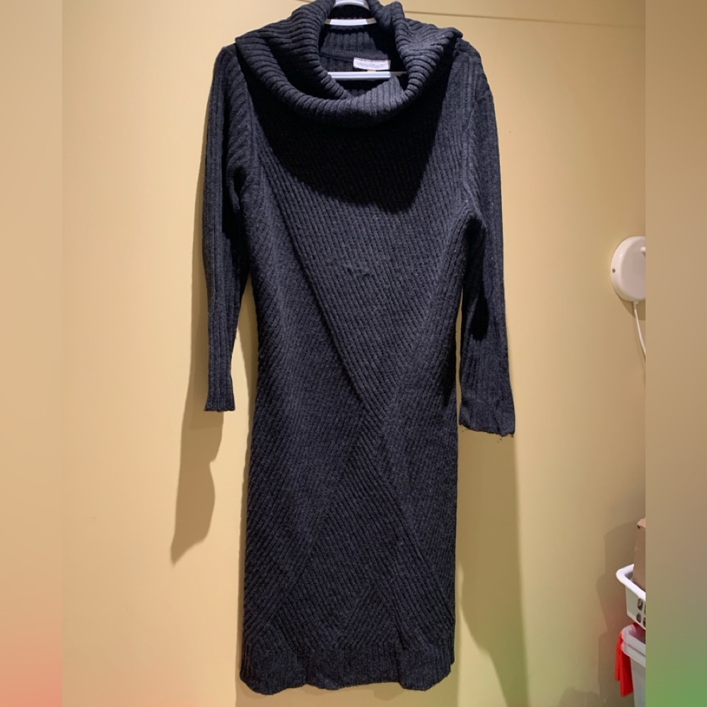 Cowl Neck Cable Knit Dress
